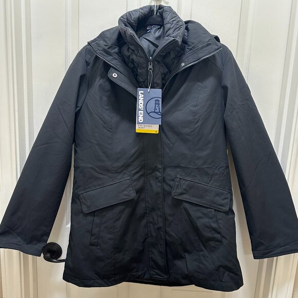 Lands' End Women's 3-in-1 Systems Jacket & Vest Size S Black Water Resistant NEW - Picture 15 of 15